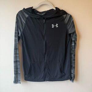 Youth Size YLG Under Armour Black and Gray Zip Up Hoodie